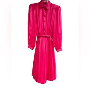 Liz Claiborne Vintage Silky, Hot Pink, Midi Dress EUC